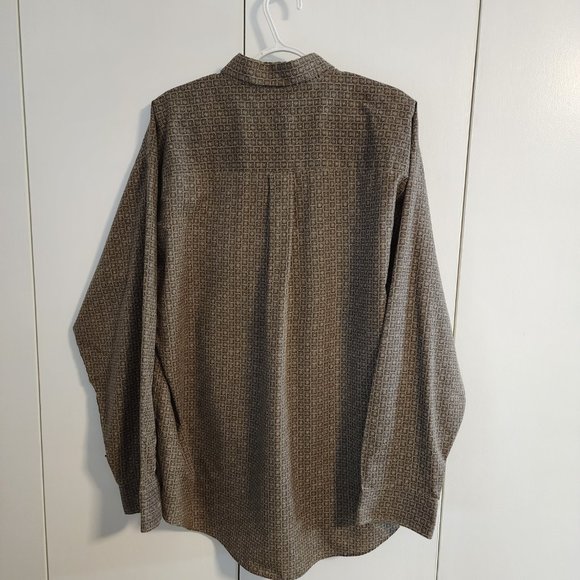 Mens Van Heusen Wrinkle Free Squares Design Button Down  | Size XL 17 - 17 1/2 - Picture 7 of 10